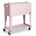 Bueuwe 80 Quart Rolling Ice Chest on Wheels, Portable Patio Party Bar Drink Cooler Cart with Shelf, Beverage Pool with Bottle Opener,Water Pipe,for Party Cookouts Backyard BBQ