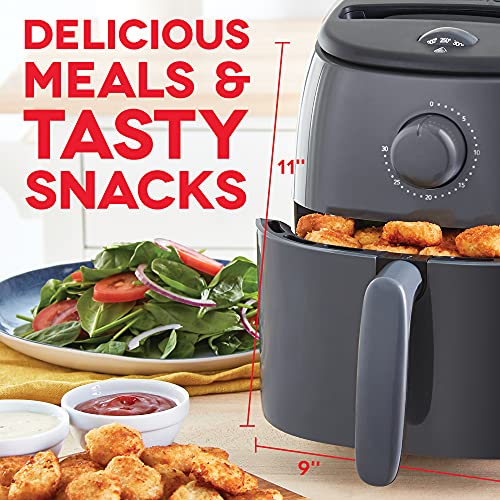 Electric Air Fryer Oven, 2.6 Qt., Grey, Compact, Auto Shut Off, 1000-Watt O64979