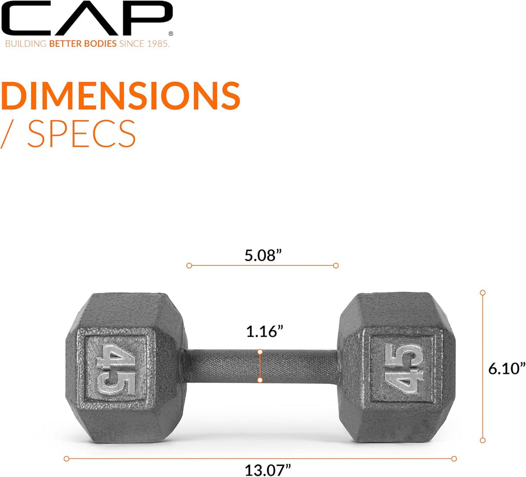 Cast Iron Hex Dumbbell, 45 lb B244