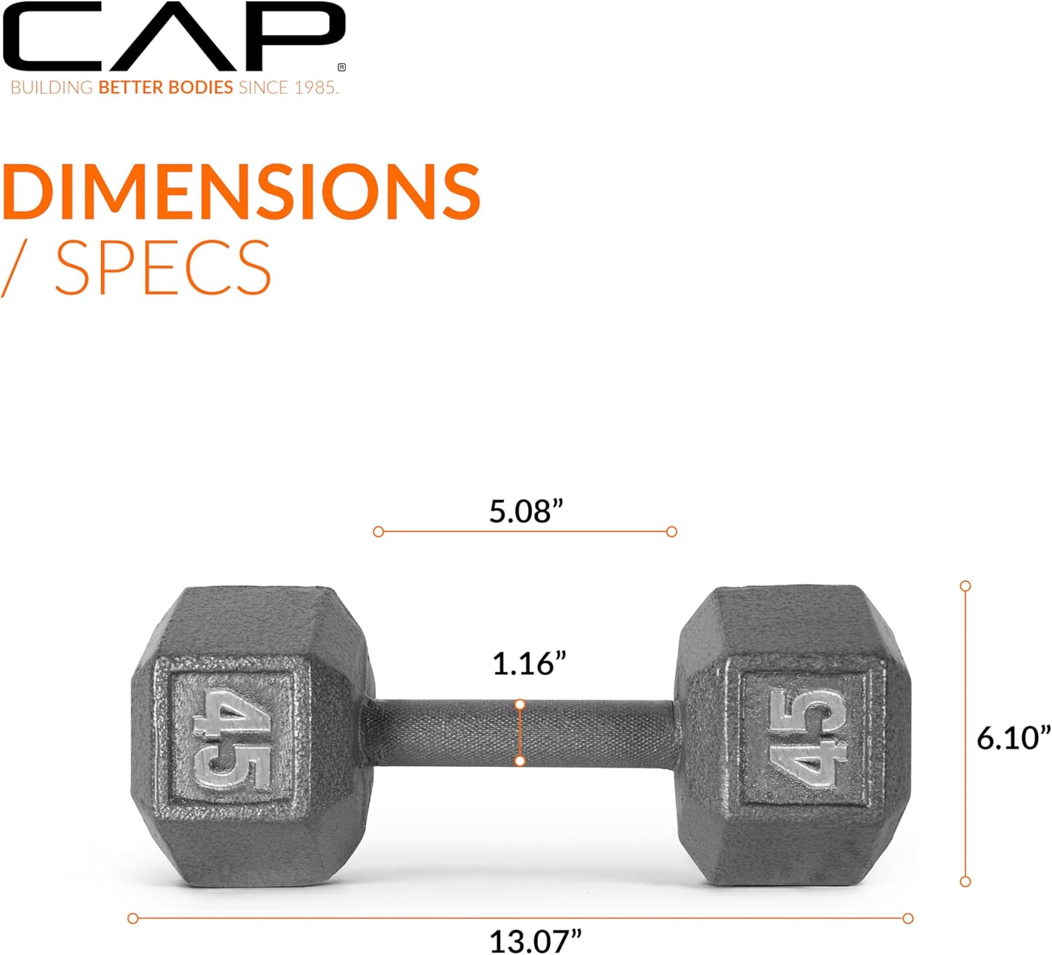 Cast Iron Hex Dumbbell, 45 lb B244