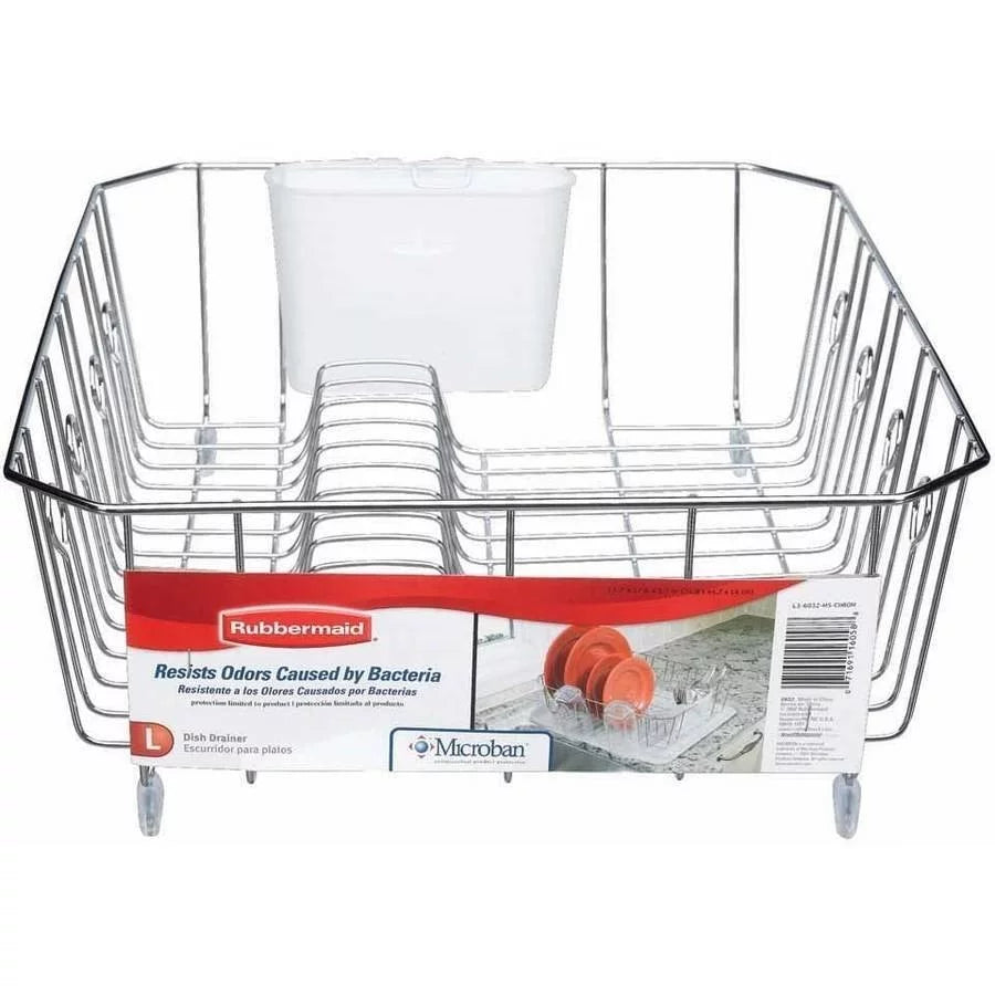 Dish Drying Rack with Utensil Holder for Kitchen Countertop, Large, Chrome Z860