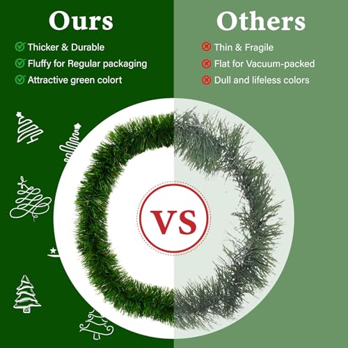 50ft Green Artificial Pine Christmas Garland for Indoor Outdoor Decor W5286