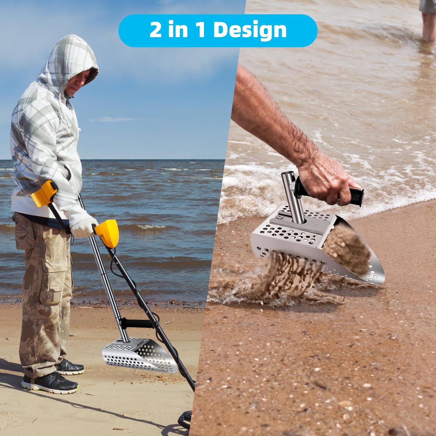 Stainless Steel Sand Scoop with Long Handle for Metal Detecting E4801