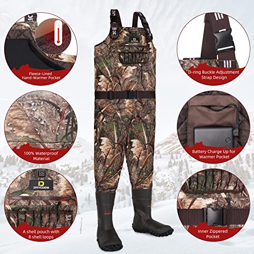 Waterproof Fleece-Lined Chest Waders for Men with Insulated Boots G334