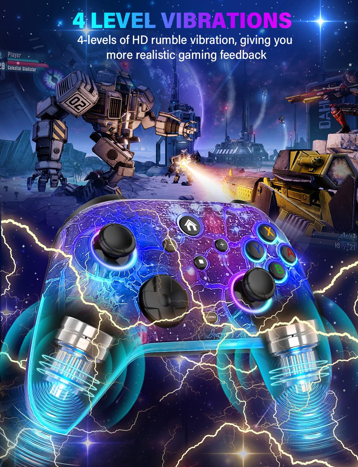 Wireless Switch Controller with RGB LED, Rechargeable Gamepad N3304