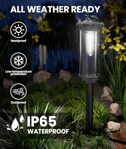 Solar Pathway Lights Outdoor, IP65 Waterproof, Auto On/Off for Yard Path A4634