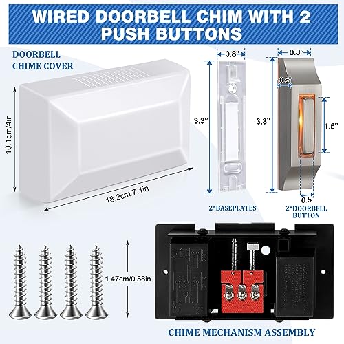 Wired Doorbell Chime Kit with 2 Lighted Metal Push Buttons E740031