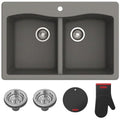 KRAUS Forteza™ 33” Dual Mount Single Bowl Granite Kitchen Sink in Black, KGD-54BLACK