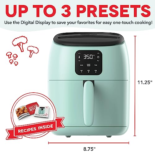 Electric Air Fryer Oven, 2.6 Qt., Grey, Compact Digital, Auto Shut Off S650981