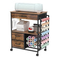 Storage Cart Compatible with Cricut Machines Stand Cutting Machine Stand with Drawers and Vinyl Roll Holder Rolling Craft Cabinet Table for Cricut Craft Workstation (Rustic Brown)