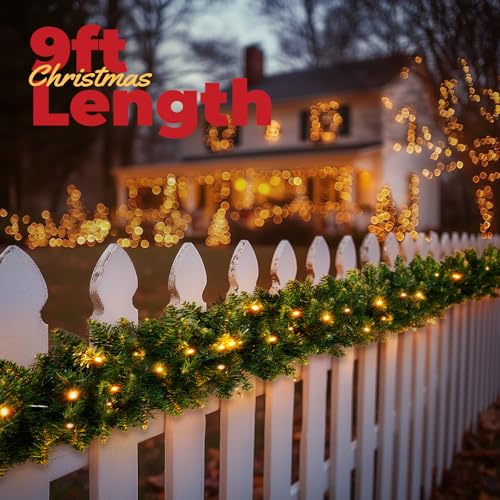 Pre-lit Christmas Garland with Lights for Indoor Outdoor Decor Y385715