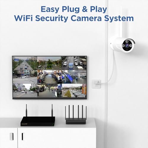Wireless Security Camera System, 10CH NVR with 4 Cameras, 1TB HDD, Night Vision, Motion Detection A36546