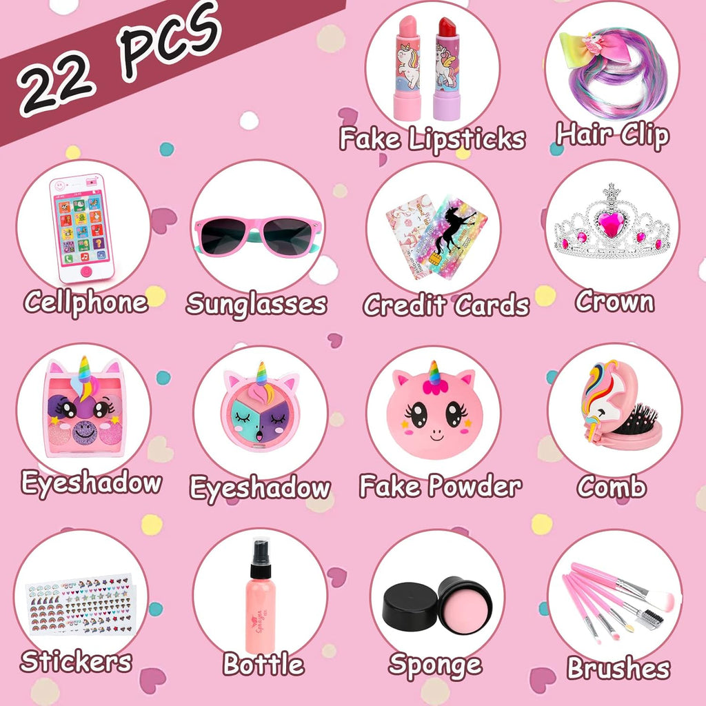 Pretend Makeup Playset for Toddler Girls with Toy Purse and Phone N744339