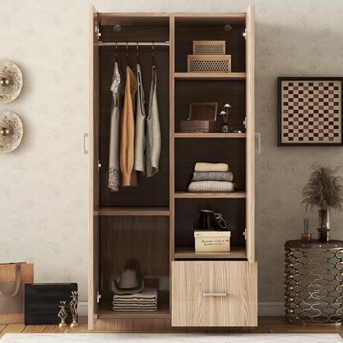 3 Door Wardrobe with Mirror, Hanging Rod and Shelves Z3357