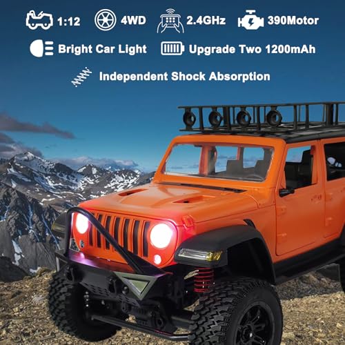 1/12 Off-Road Climbing Car 4x4 Rock Crawler with LED Lights and Metal Drive Shaft R50858