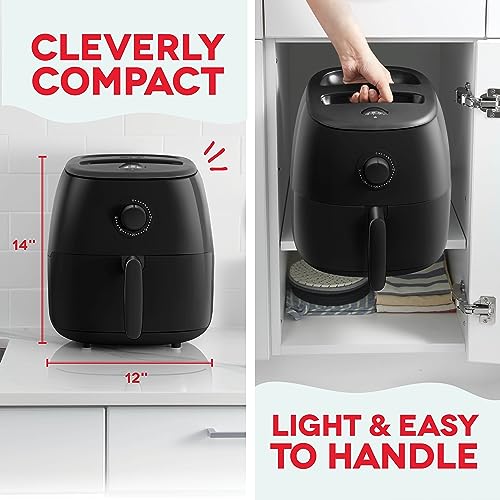 Electric Air Fryer Oven, 2.6 Qt., Grey, Compact, Auto Shut Off, 1000-Watt O64979
