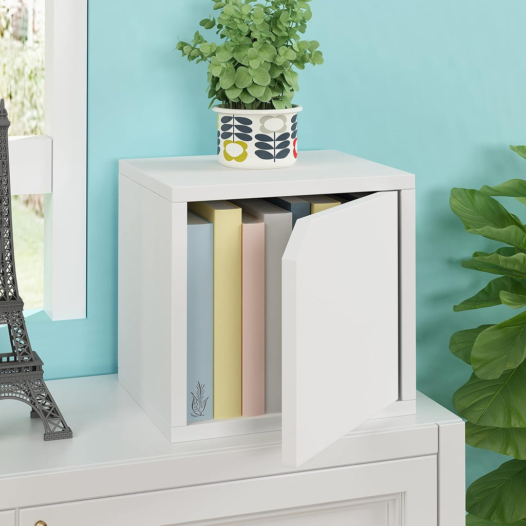 Modular Bookshelf Cube with Door Storage, White Y68489