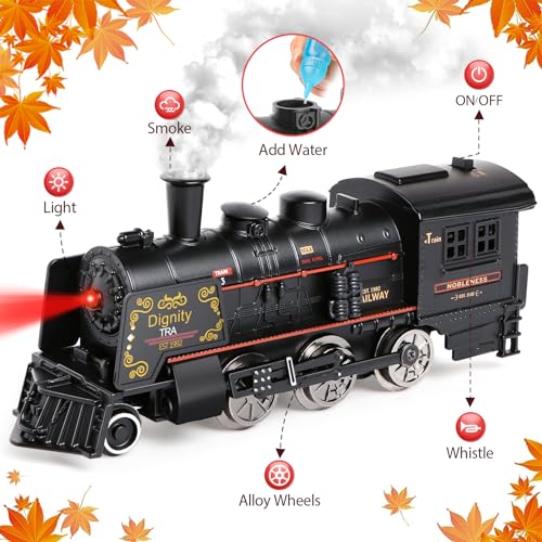 Train Set for Boys with Steam Locomotive, Cargo Cars & Tracks R457135