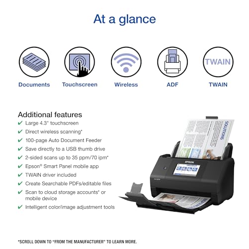 Wireless Color Duplex Desktop Document Scanner with 100-Sheet Auto Document Feeder K592