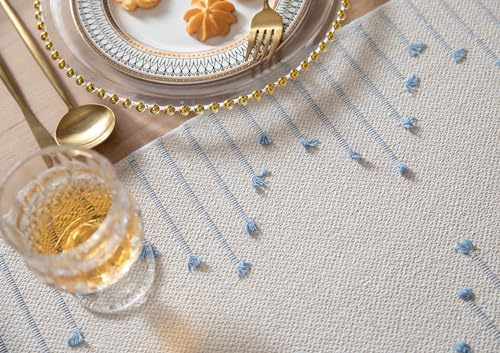 Christmas Table Runner 13 x 90 Inch Cotton Woven with Tassels Red and Beige B398787