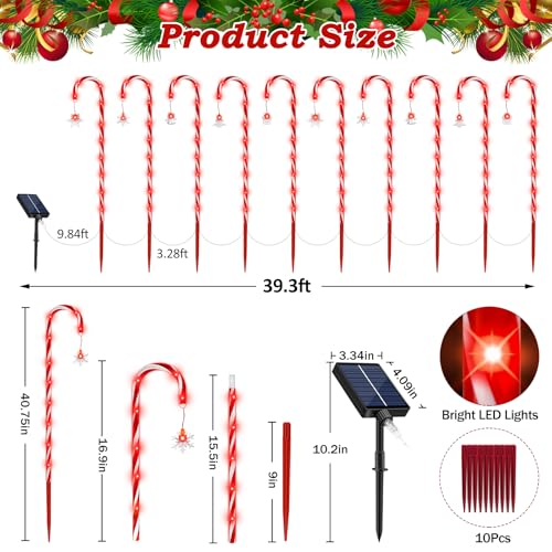 Solar Christmas Candy Cane Lights Outdoor, 20 Pack 110 LED, 8 Modes G4266