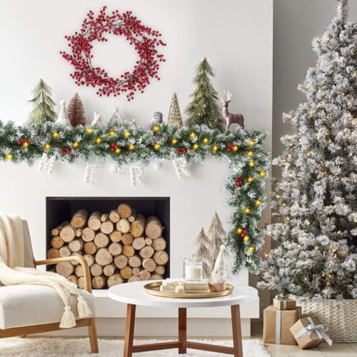 Christmas garland with lights, 9ft pre-lit for stairs and mantle I297