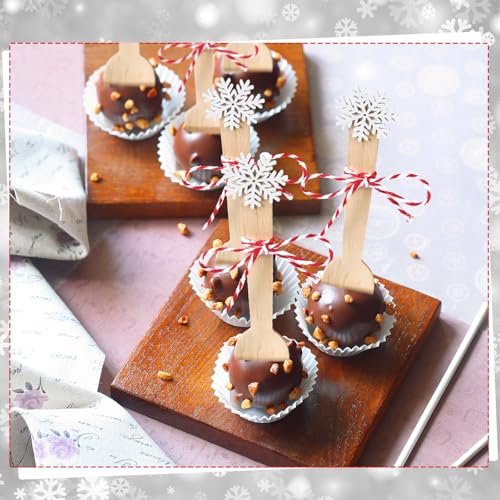 100 Set Christmas Wooden Spoons for Hot Cocoa, Chocolate, and Baking U148