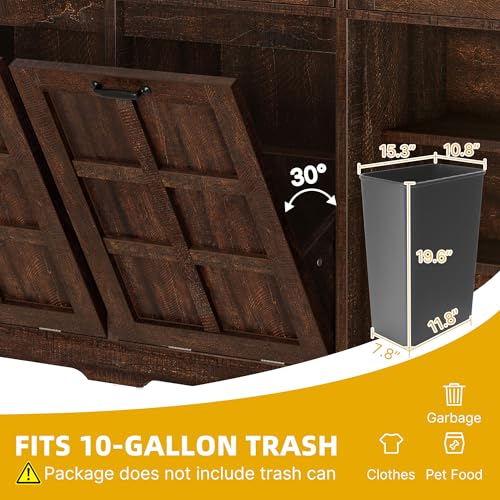 Tilt Out Trash Can Cabinet with Drawers, 20 Gallon, Brown Oak P82902