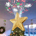 Christmas Tree Topper Lighted Star with 6 Projected Patterns, 3D Hollow Sparkling Star K7783