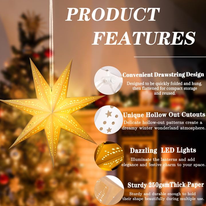Christmas Paper Snowflake Lanterns with LED Lights for Holiday Party Decor A55544
