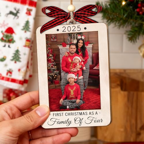 Christmas Ornament Picture Frame - Wooden Landscape Photo Frame for Tree U347