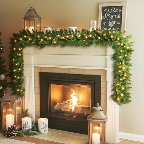Pre-lit Christmas Garland with Lights for Indoor Outdoor Decor Y385715