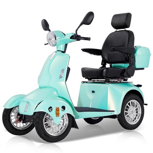 4 Wheel Mobility Scooters for Adults,800W Heavy Duty Powered Mobility Scooters for Seniors, All Terrain Motorized Scooters with Seats for Traveling and Shopping, Remote Key (Red)