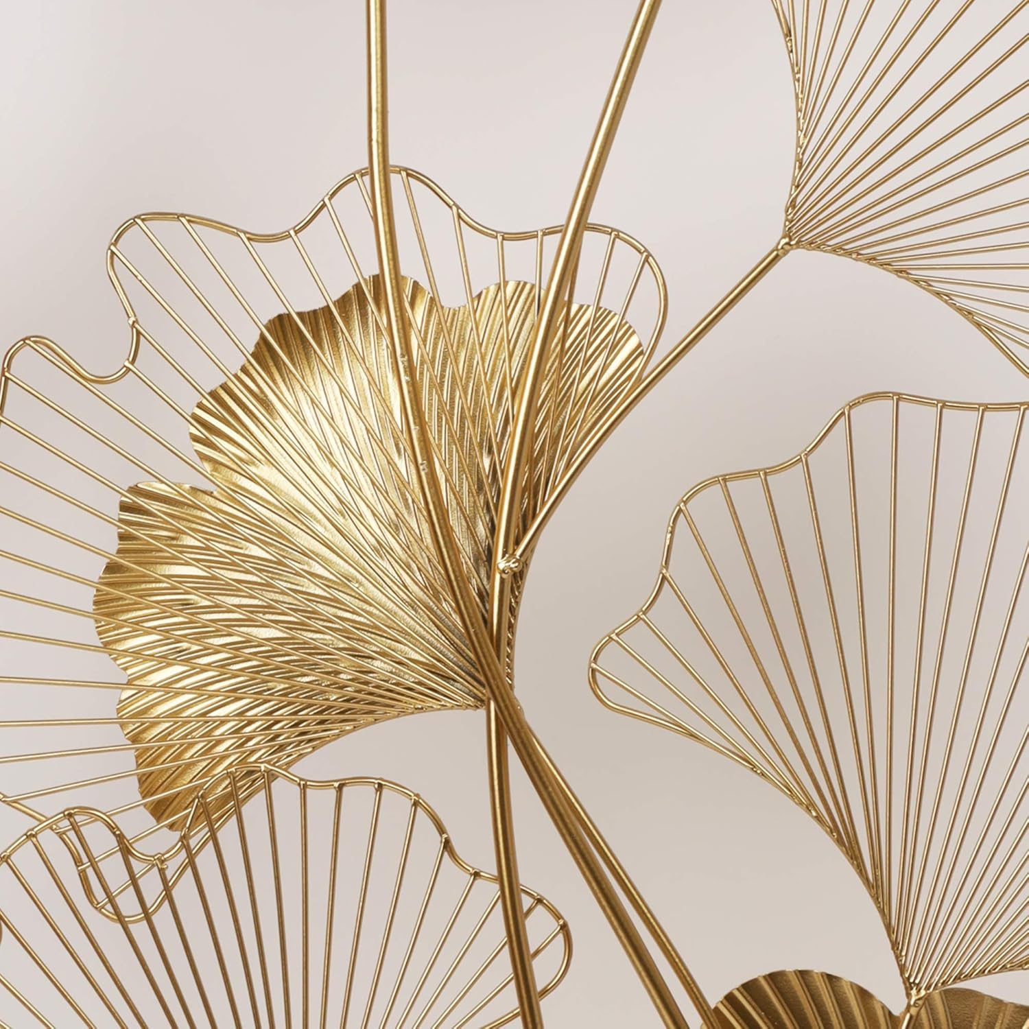 Metal Wall Decor, 39" x 20" Golden Ginkgo Leaf Wall Hanging with Frame G1709
