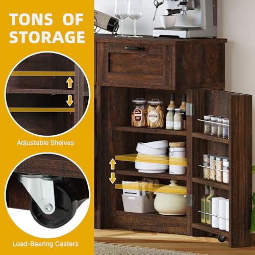 Tilt Out Trash Can Cabinet with Drawers, 20 Gallon, Brown Oak P82902