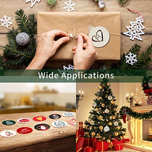 50PCS 4-Inch Wooden Christmas Ornaments, Unfinished Pre-Drilled Wood Slices for DIY Crafts G888