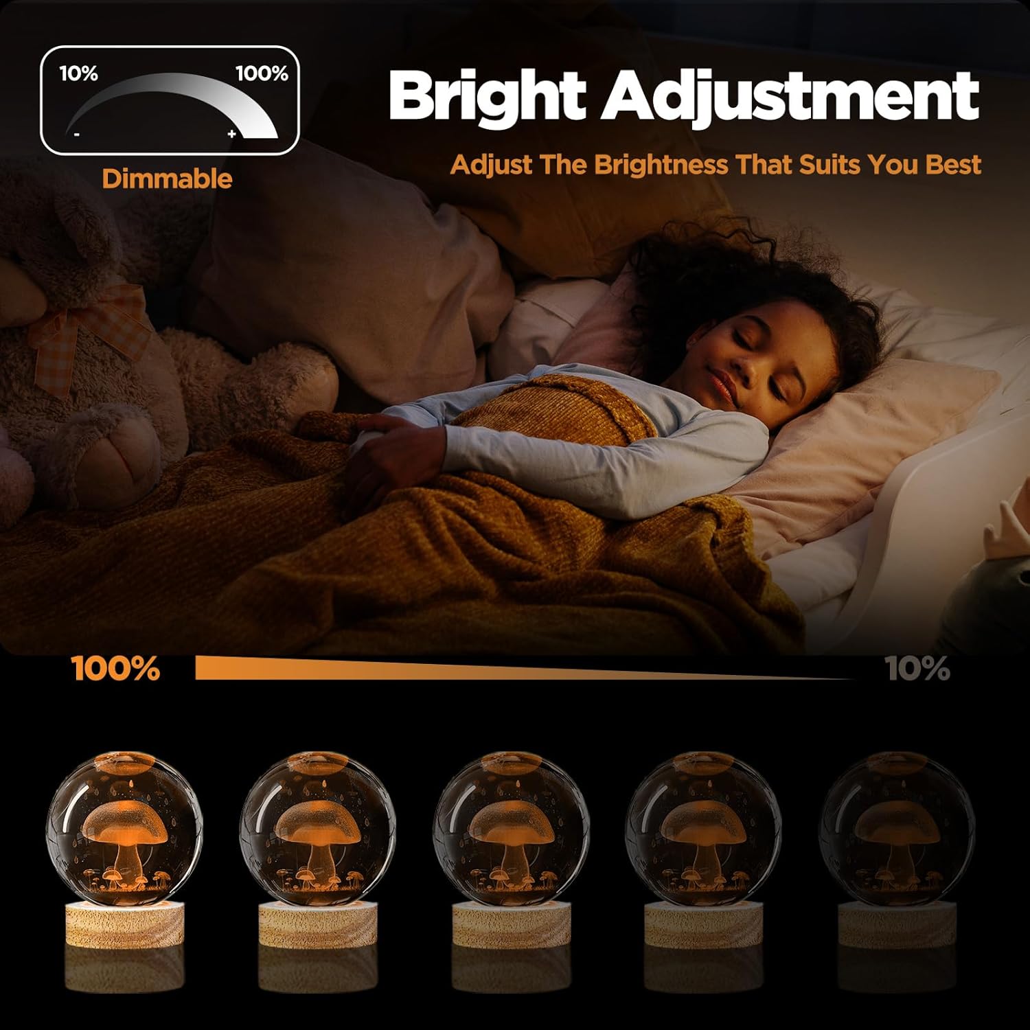 Mushroom Crystal Ball Night Light with Remote Control T924855