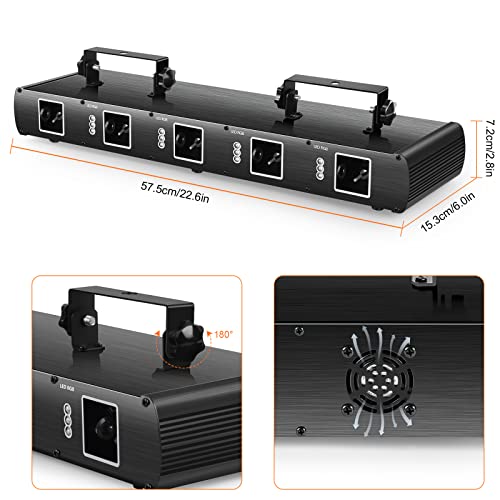 Stage Laser Light, 5 Beam Sound Activated DJ Party Lights with Remote Control P243197