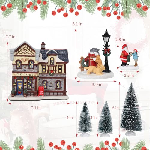 Christmas Ceramic Post Office Decoration with Lights G540
