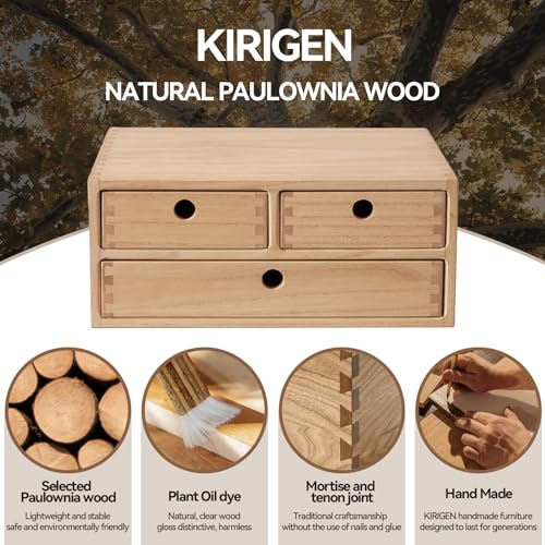 Natural Wooden Desktop Organizer with 3 Drawers I779