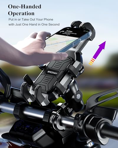 Motorcycle Phone Holder with Vibration Dampener, Anti-Shake Mount for Handlebar Q60385