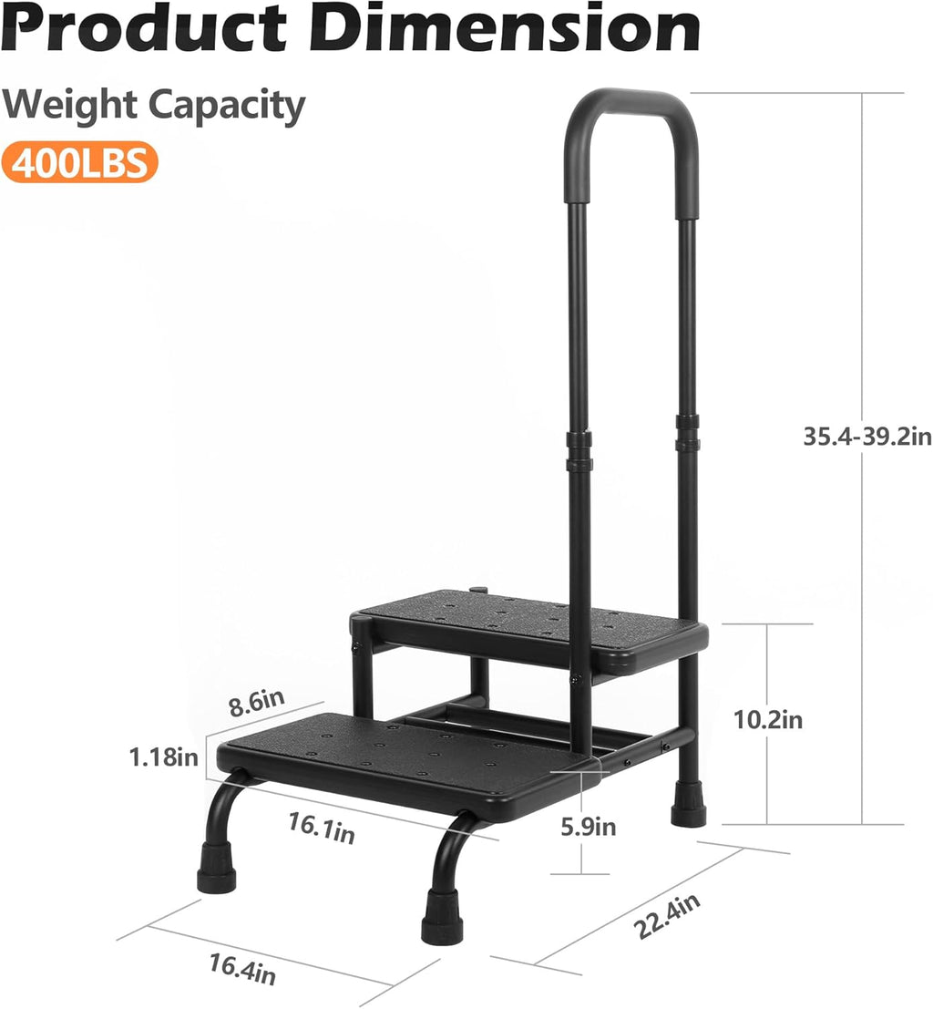 2 Step Stool with Handle for Elderly, Heavy Duty V247