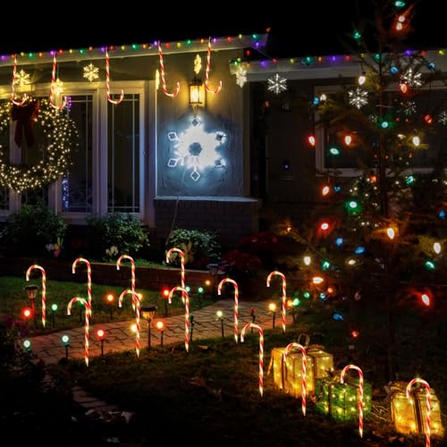 Candy Cane Solar Pathway Lights 15FT Outdoor Christmas Yard Decor E828701