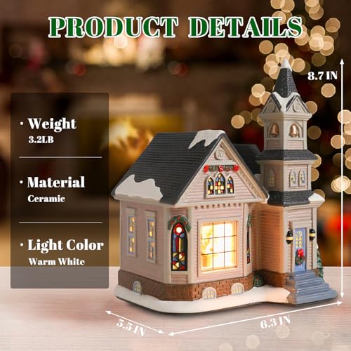 Ceramic Christmas Houses with Warm LED Light Y89884