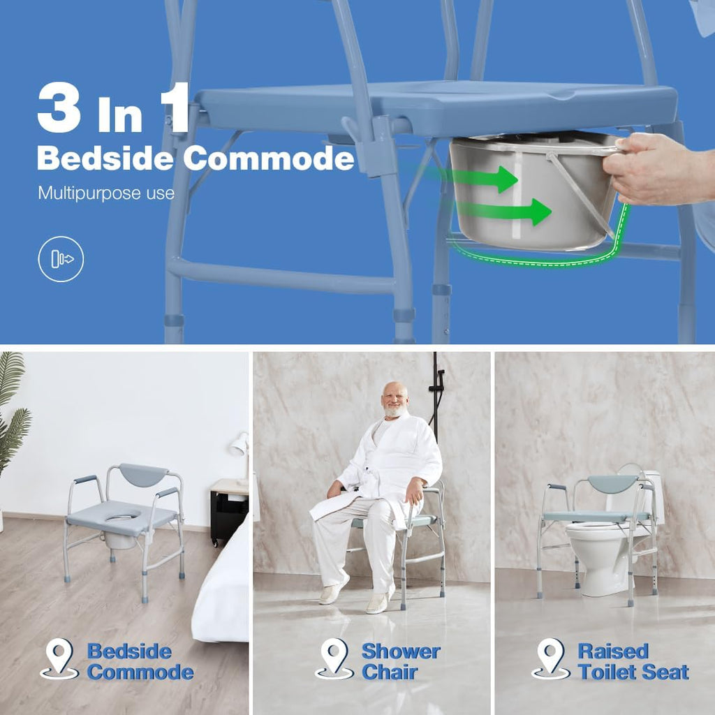 Bariatric Commode Chair with Drop Arms and Extra Wide Seat G78936