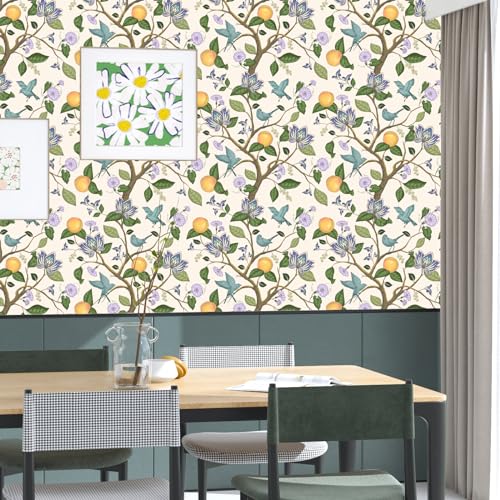 Vintage Beige Floral Peel and Stick Wallpaper Y50777