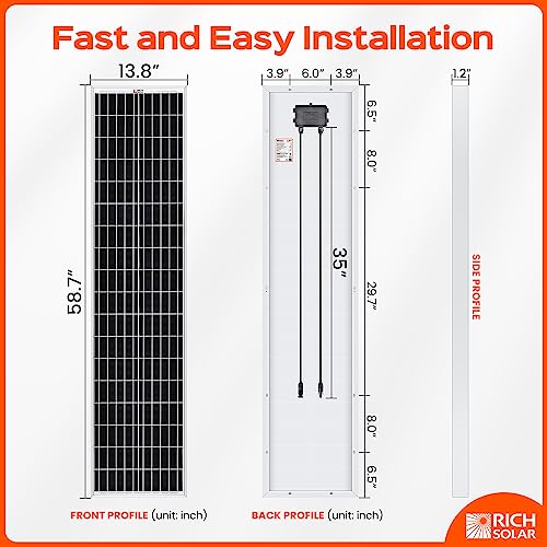 250 Watt 12 Volt Monocrystalline Solar Panel for RV Trailer Camper Marine Off Grid M5604
