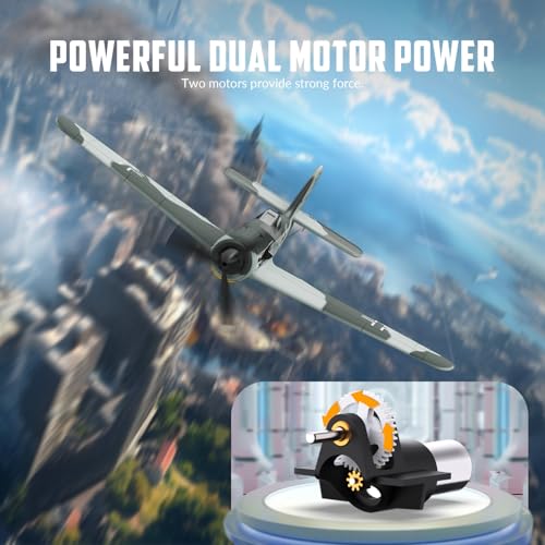 RC Plane 3 Channel Remote Control Airplane Fighter Toy, 2.4GHz 6-axis Gyro, Easy to Fly for Adults Kids Beginners B2466