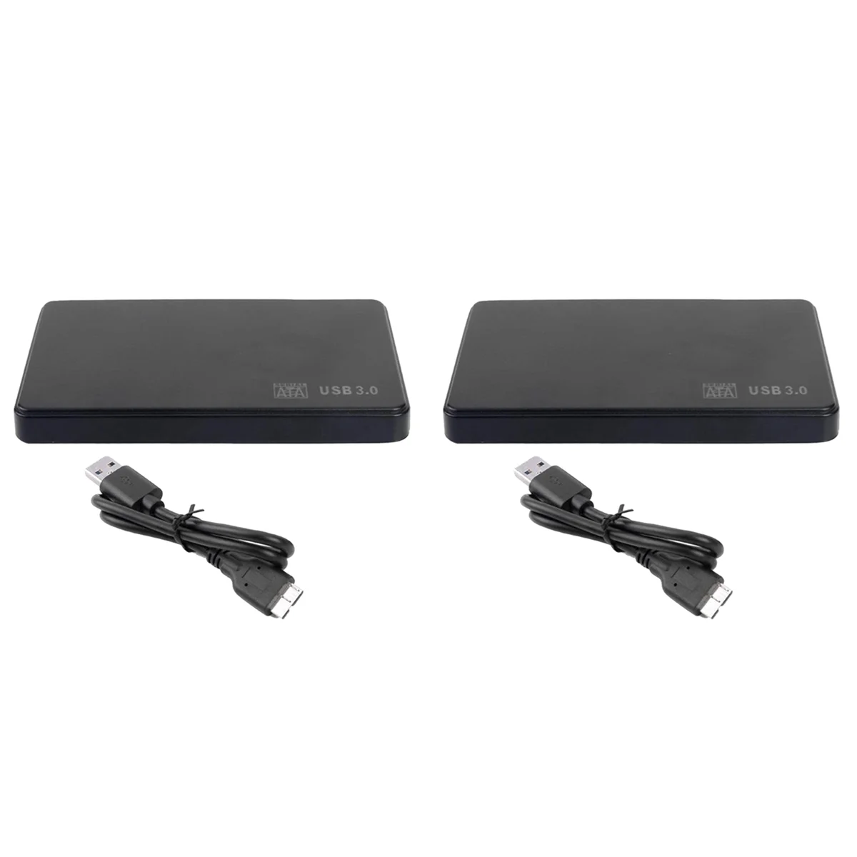 2.5in to USB 3.0 Solid State Enclosure for HDD SSD, 2-Pack with Cables, Black V82452