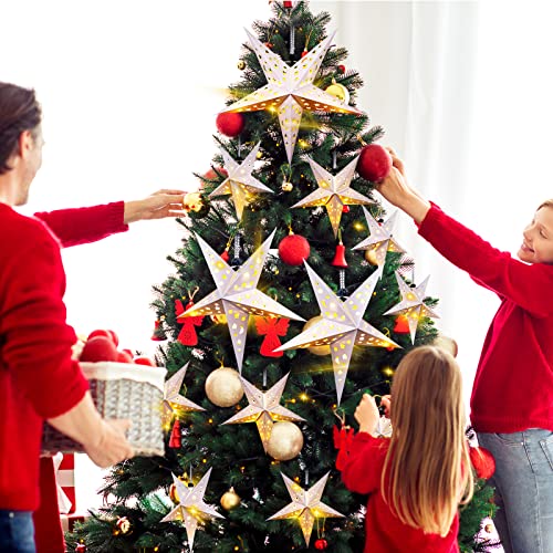20 Set Christmas Paper Star Lanterns with LED Lights Hanging Decor N8251